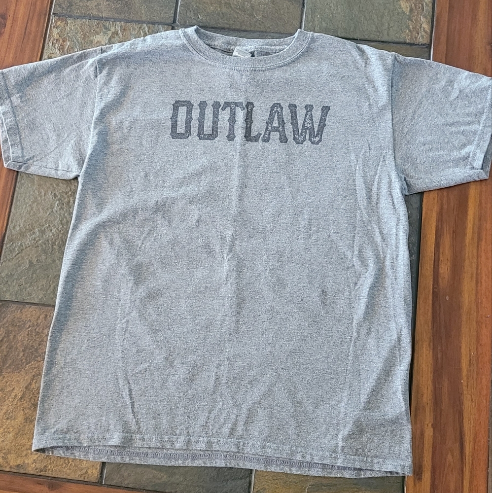 Youth size LG, grey, Outlaw tshirt